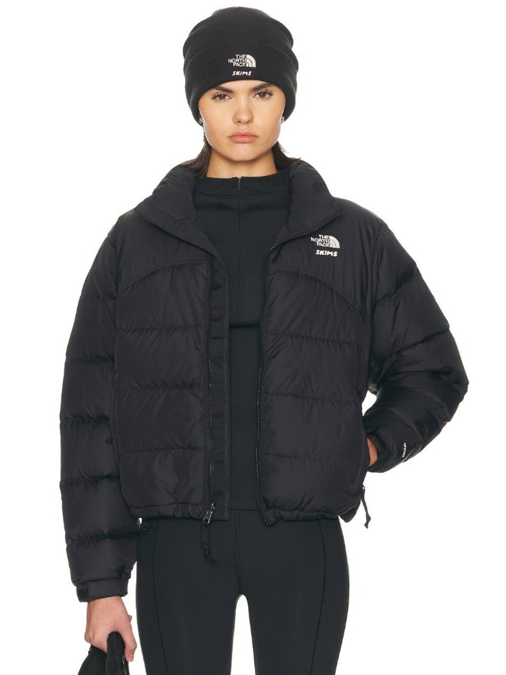 The North Face x SKIMS 2000 Retro Shrunken Nuptse Jacket in SK Onyx